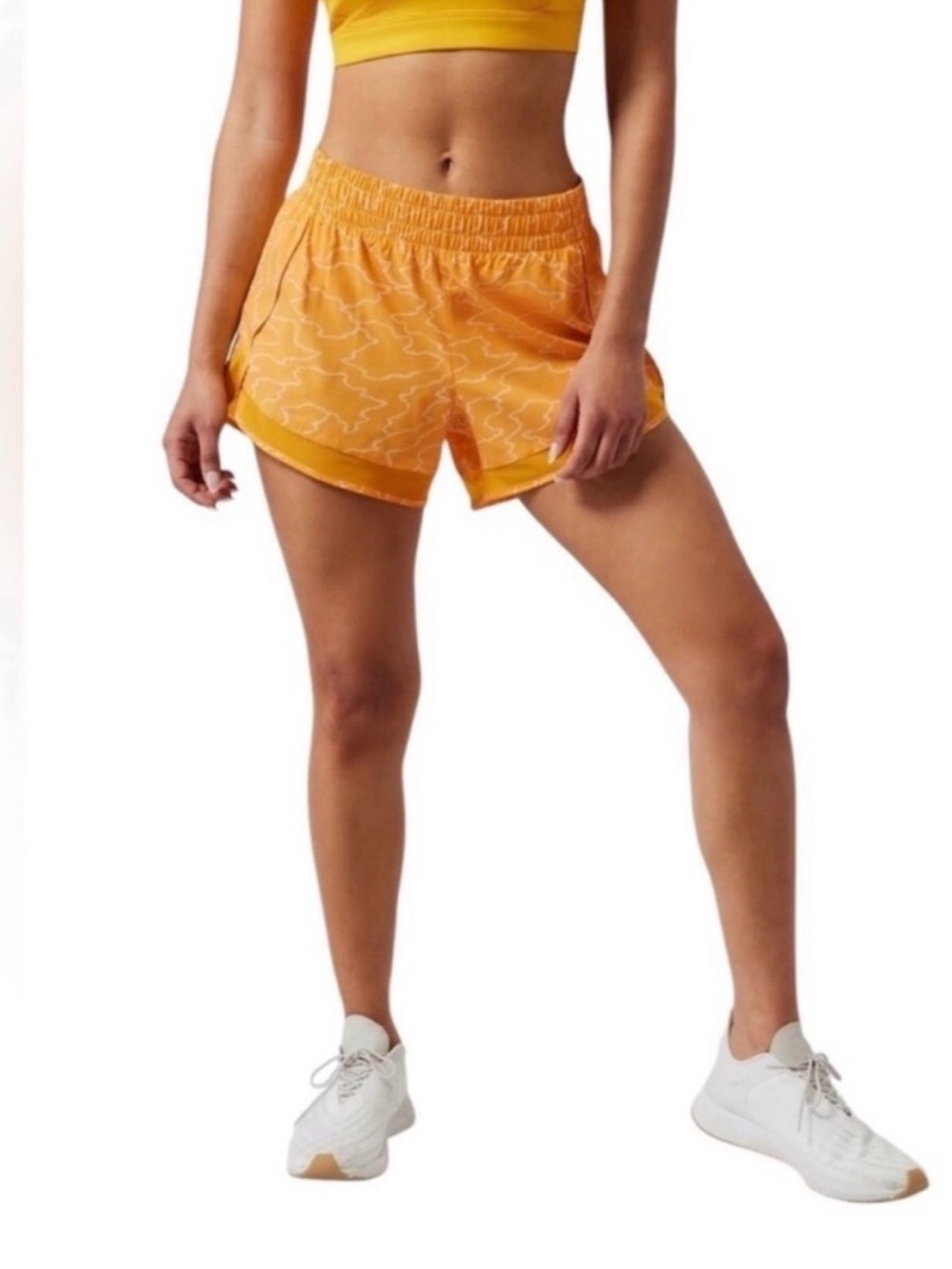 Athleta Orange Athletic Shorts with Contrast Trim